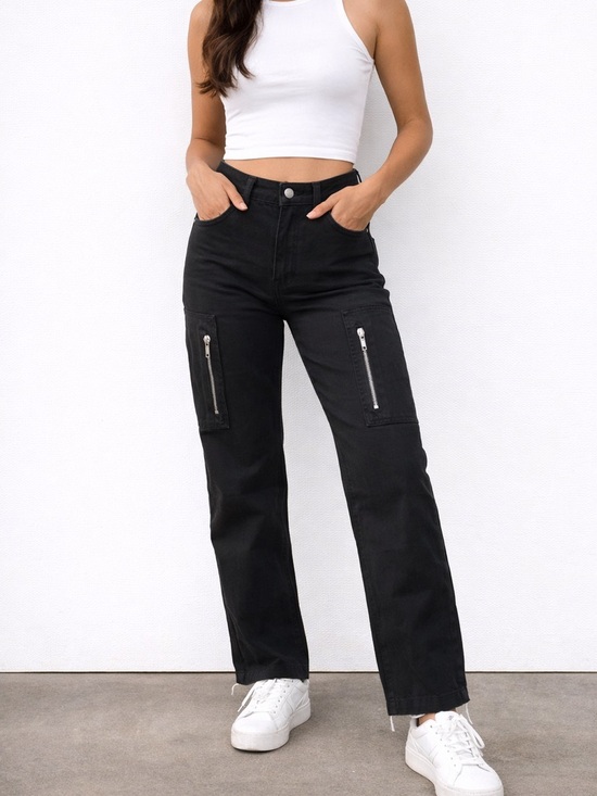 Abercrombie & Fitch Pants - Abercrombie & Fitch Black Cargo Pants Women Size 25 Utility Zip